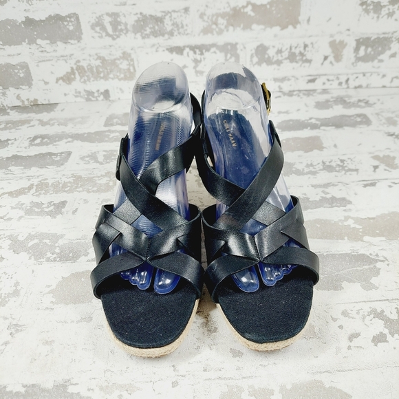 NEW Cole Haan Crystal Pink Leather Buckle Sling Back Summer Wedge Sandals T332 - Picture 3 of 12